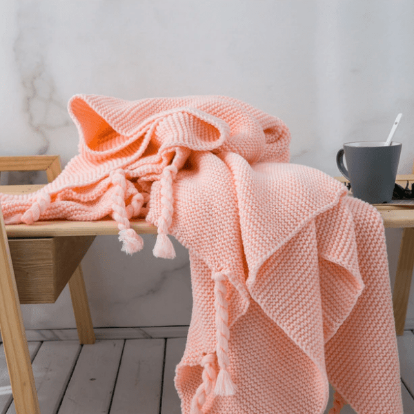 Plaid en Laine du Portugal - Rose Clair Rose Clair / Taille M - 130x170 cm