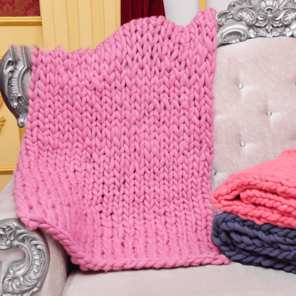 Plaid en Grosse Maille Rose Dragée Rose Dragée / Taille S/M - 100x150 cm