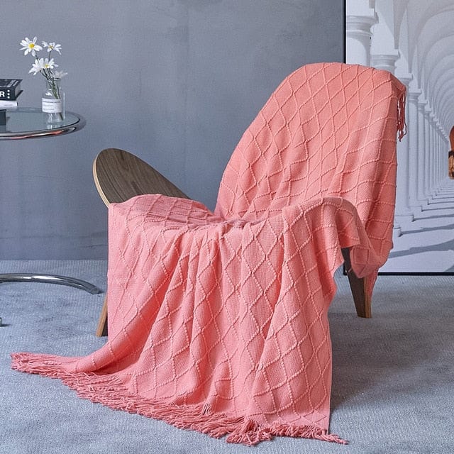 Plaid Scandinave Rose - Collection Nordique---</br> Rose Intense / 125x170 cm