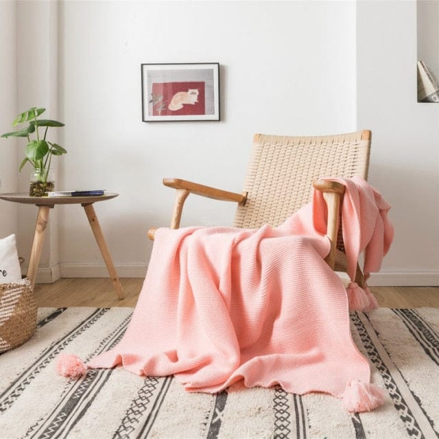 Plaid en Laine Chaud Rose Pâle de Luxe Rose Pâle / Taille M - 130x160 cm