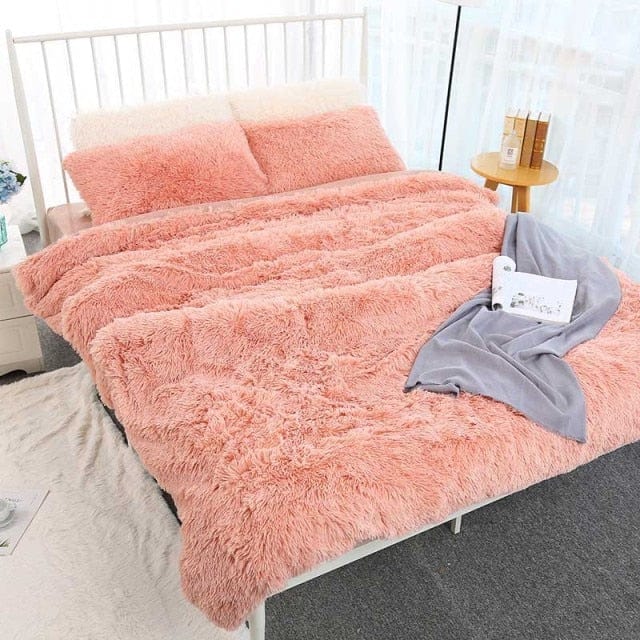 Plaid Doux en Fausse Fourrure Luxueuse Rose Saumon / Taille M - 130x160 cm