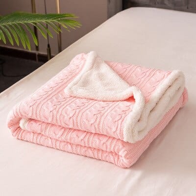 Plaid en Laine Polaire Rose Pastel Rose / Taille M - 120x180 cm