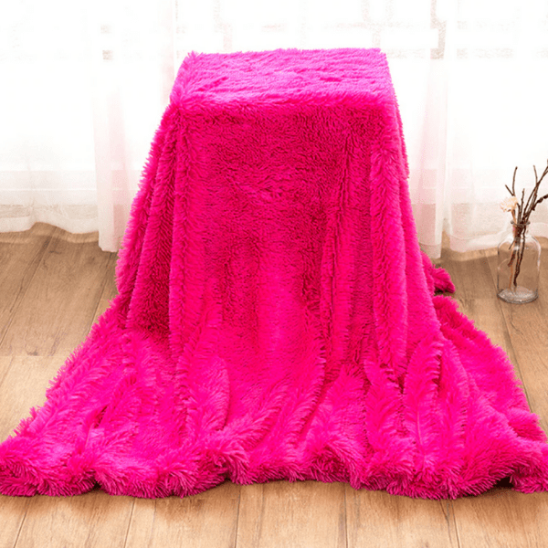 Plaid en Fausse Fourrure Rose Fushia Rose / Taille M - 130x160 cm