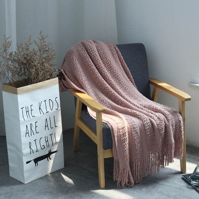 Plaid Canapé en Laine Rose Cosy Rose / Taille M - 130x170 cm