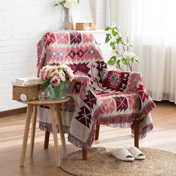 Plaid Bohème Rose Collection Chic Rose / Taille S - 90x180 cm