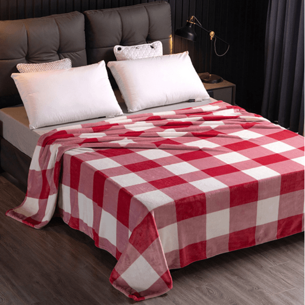 Plaid Écossais Rouge et Blanc de Qualité Rouge & Blanc / 130x150 cm