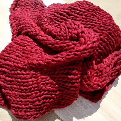 Plaid Chunky Grosse Maille Rouge / Taille M - 100x120 cm