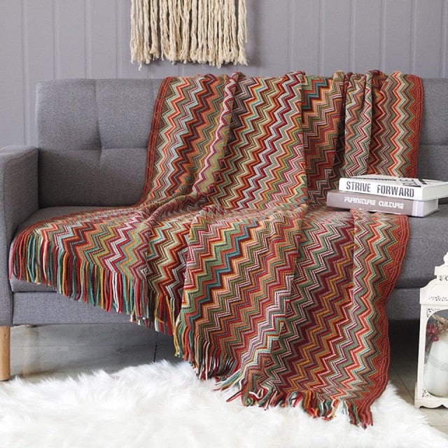 Plaid en Laine Bohème Rouge Rouge / Taille M - 130x170 cm