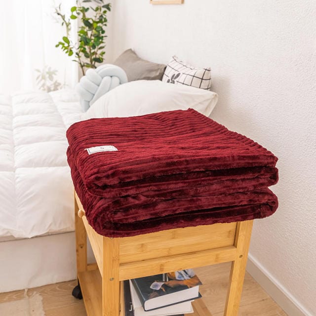 Plaid Rouge Vin - Collection Rouge Velours Rouge Vin / Taille L - 150x200 cm