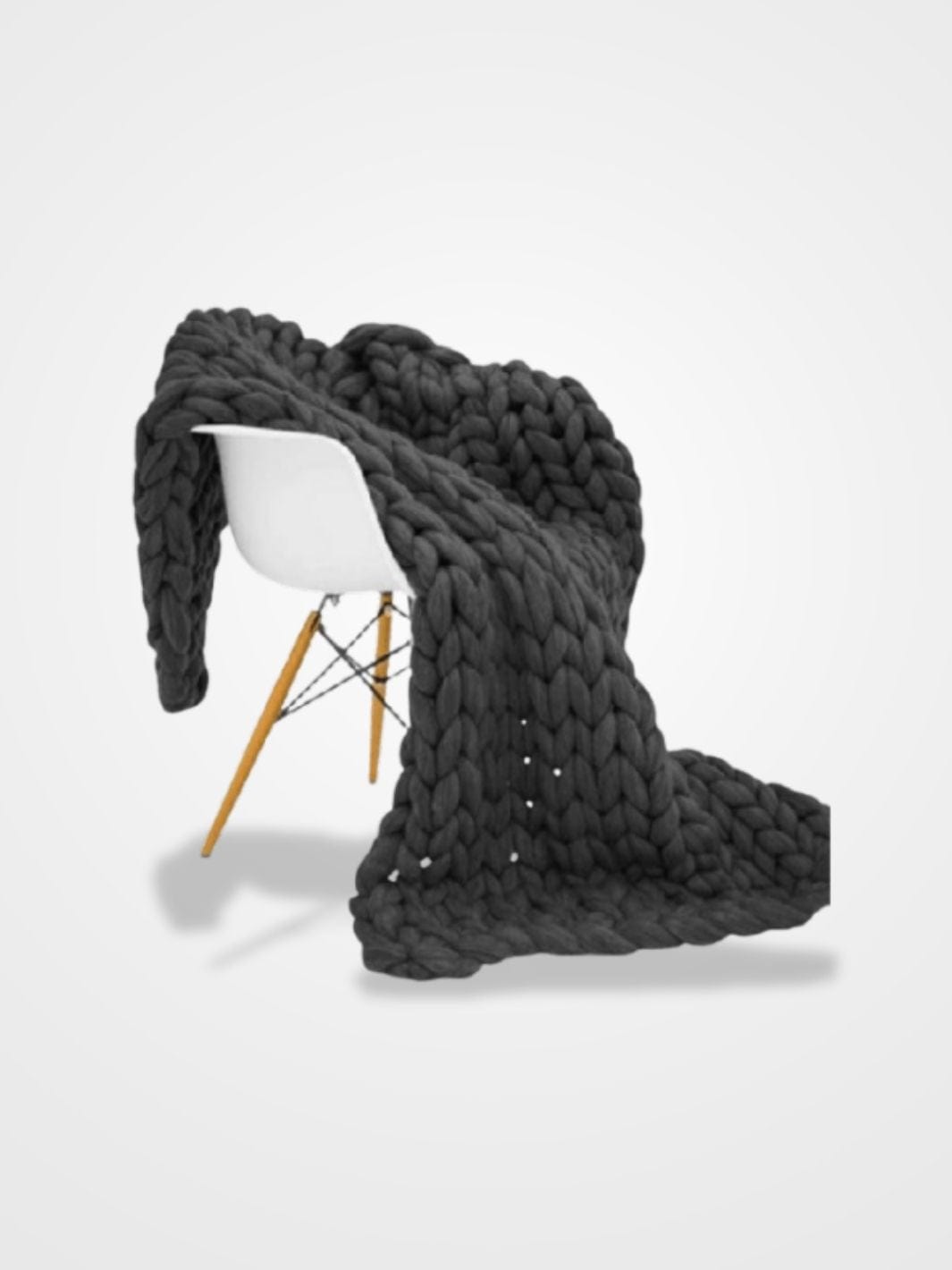 Plaid Anthracite Noir Grosse Maille Lainé Taille M - 100x120 cm / Noir