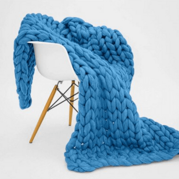 Plaid Ciel Bleu en Maille Épaisse Taille M - 100x120 cm