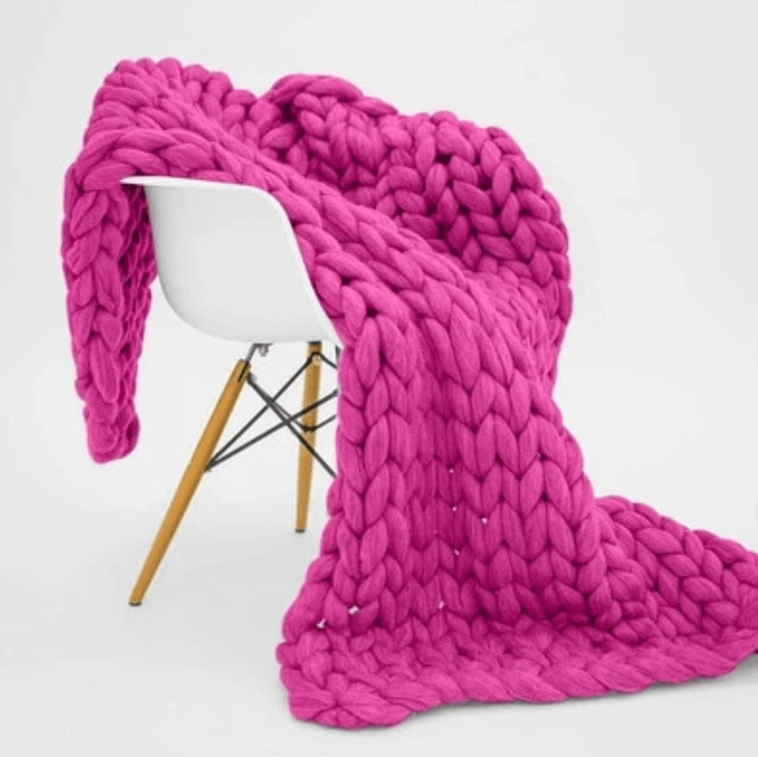 Plaid Grosse Maille Fuchsia Ultra-Doux Taille M - 100x120 cm