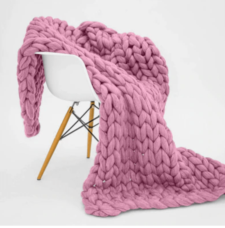 Plaid Rose en Maille Grosse Brandé Taille M - 100x120 cm