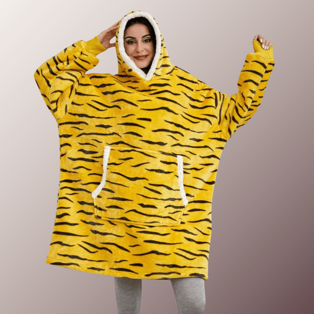 Pull Plaid Tigre pour Femme Taille Unique / Jaune et Noir
