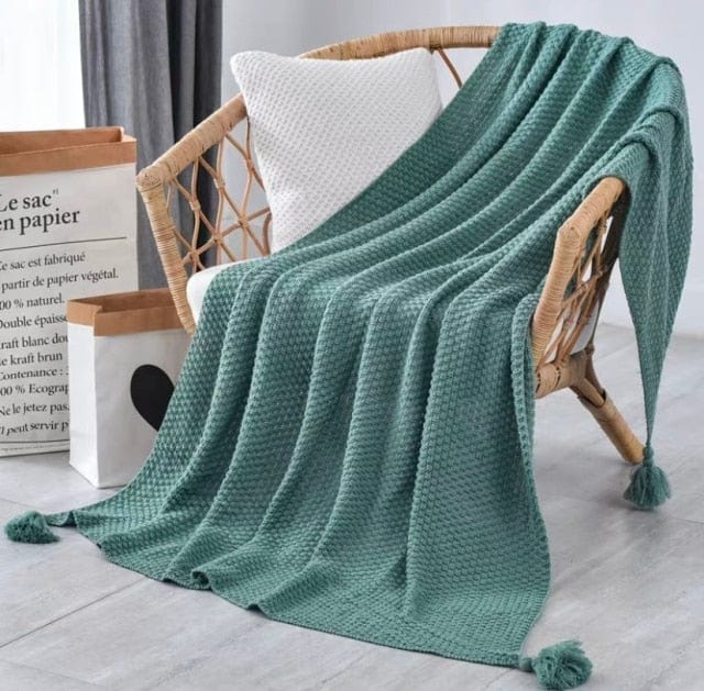 Plaid en Laine Vierge Vert Olive Vert / 110x150 cm