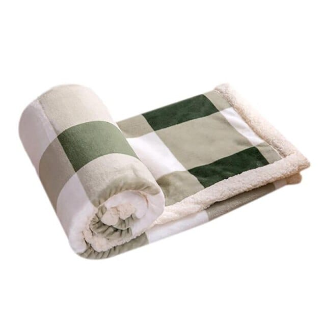 Plaid Écossais Chaud Vert et Blanc - Collection Écosse Cosy Vert & Blanc / 130x150 cm