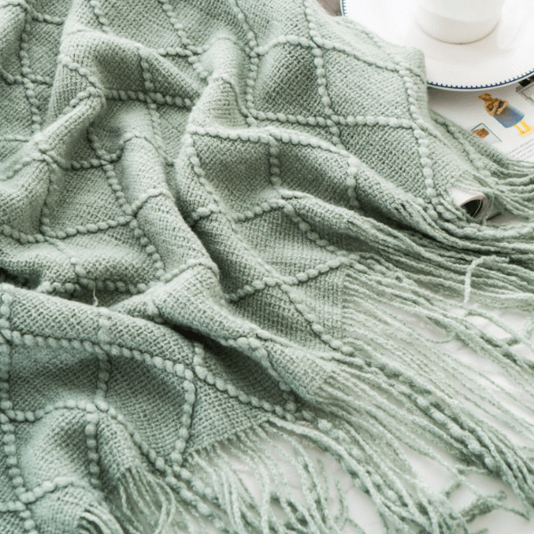 Plaid Laine Élégant Vert d'Eau - Collection Chic & Cosy Vert d'Eau / 125x150 cm