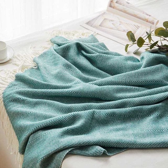 Plaid en Laine Vert Forêt Vert Foncé / Taille M - 130x170 cm
