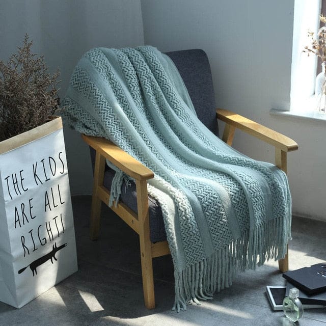 Plaid Canapé en Laine Vert Menthe Boutique Chic Vert Menthe / Taille M - 130x170 cm
