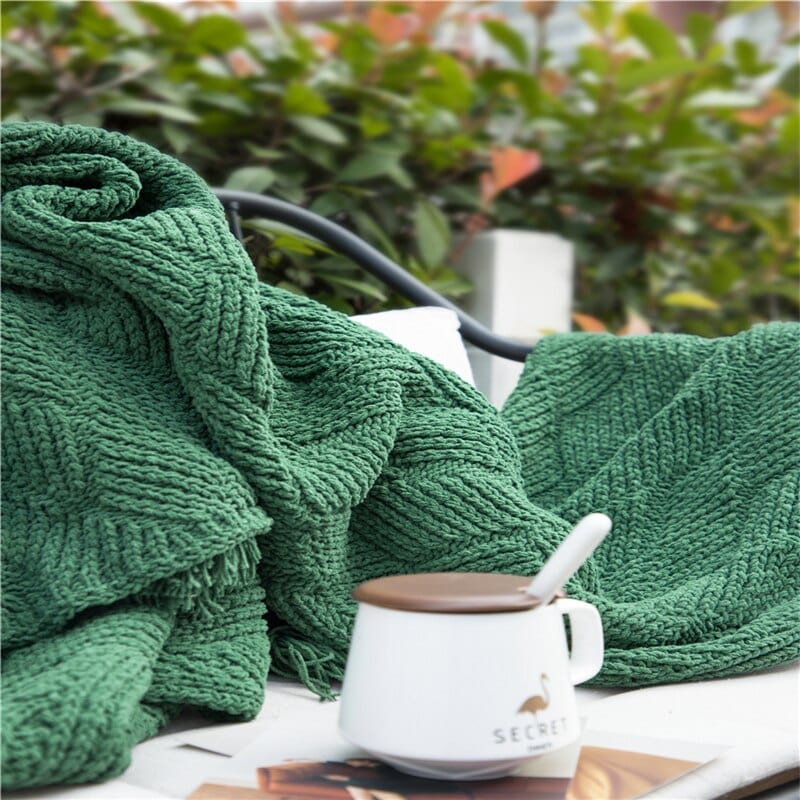 Plaid en Laine Épaisse Vert Forestier Vert / Taille M - 130x160 cm