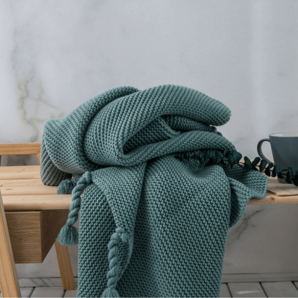 Plaid en Laine du Portugal - Vert Jardin Vert / Taille M - 130x170 cm