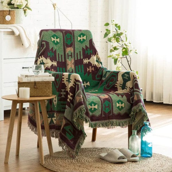 Plaid Bohème en Vert Jade Vert / Taille S - 90x180 cm