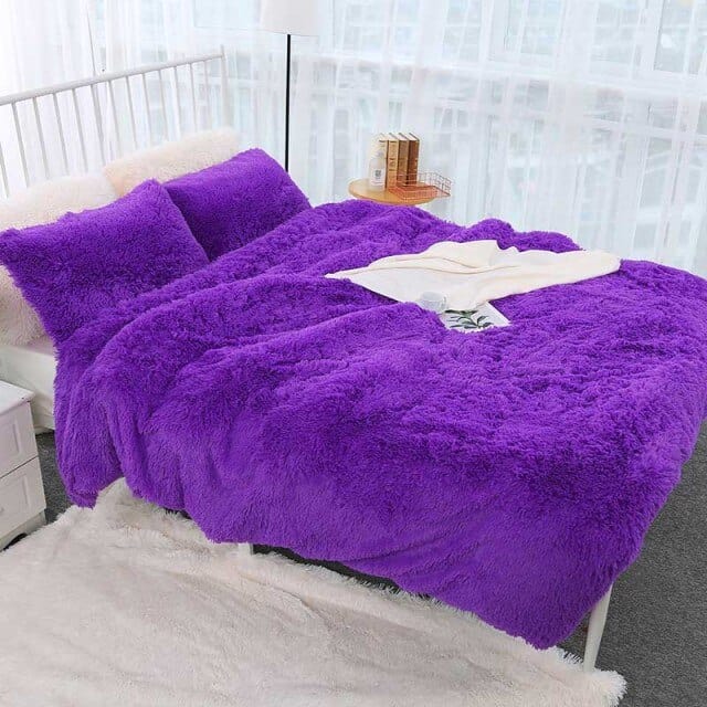 Plaid Doux en Fausse Fourrure Luxueuse Violet / Taille M - 130x160 cm