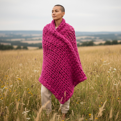 Plaid Grosse Maille Fuchsia Ultra-Doux