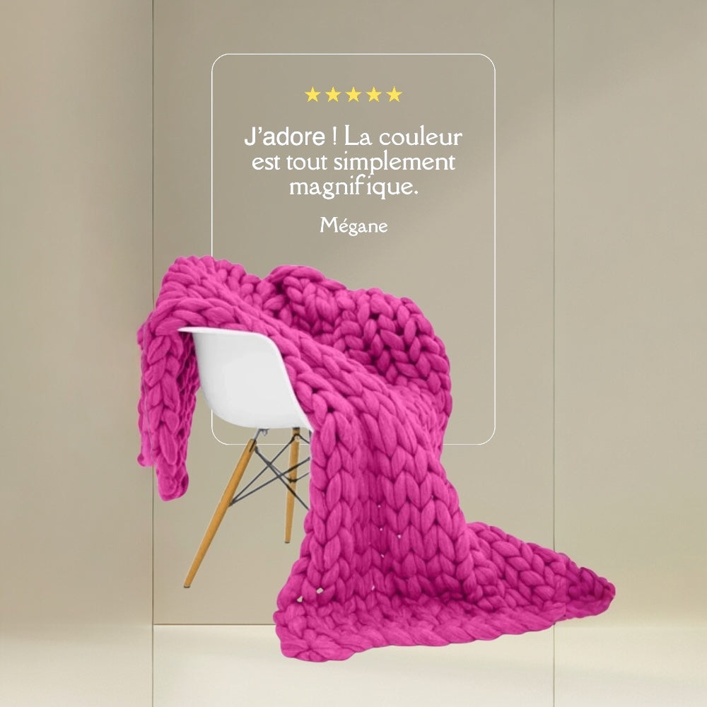 Plaid Grosse Maille Fuchsia Ultra-Doux