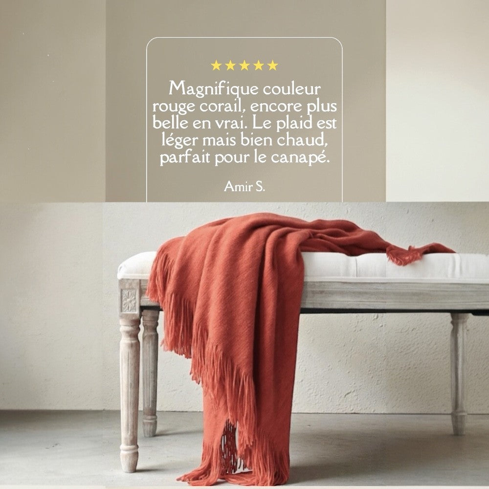 Plaid Laine Douce Alpaga Corail Doux - Justaplaid