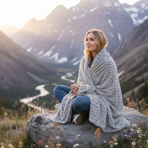 Plaid fausse fourrure Gris chaleur réconfort polaire 150x200 - justaplaid