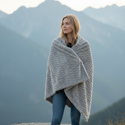 Plaid fausse fourrure Gris repos polaire 150x200 - justaplaid