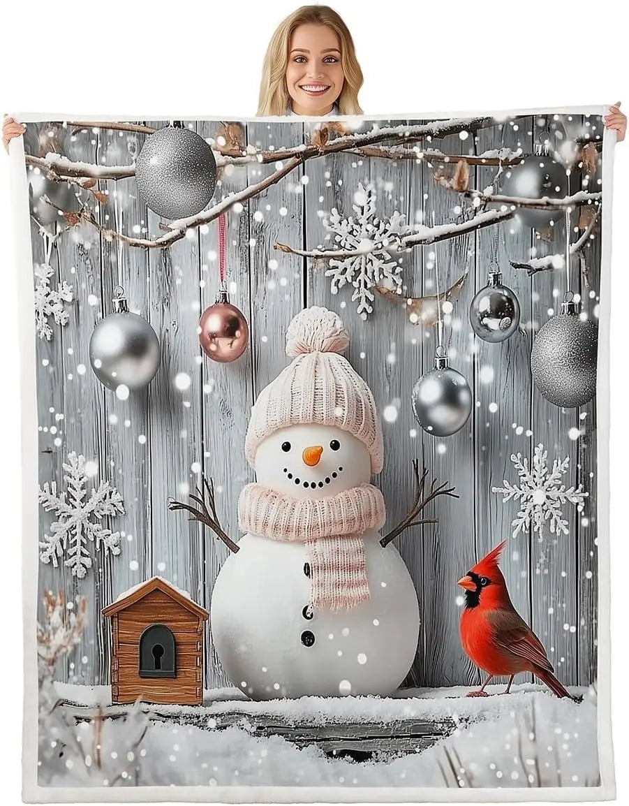 Plaid Noël Bonhomme de Neige Cristallin le Charmant