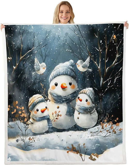 Plaid Noël Bonhomme de Neige Snowy le Coeur Enneigé