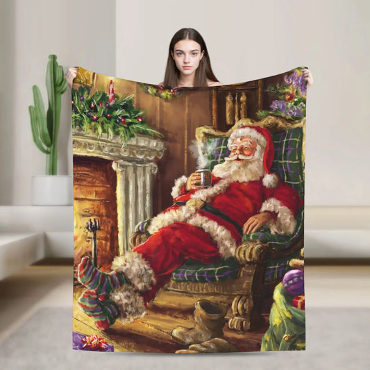 Plaid Noël Papa Noël Santa Rouge