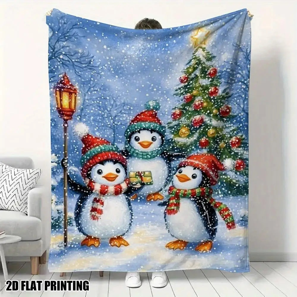 Plaid Noël Mimi le Pingouin Magique