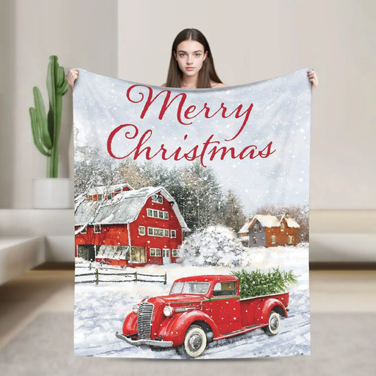 Plaid Noël Vintage Fermette Rouge