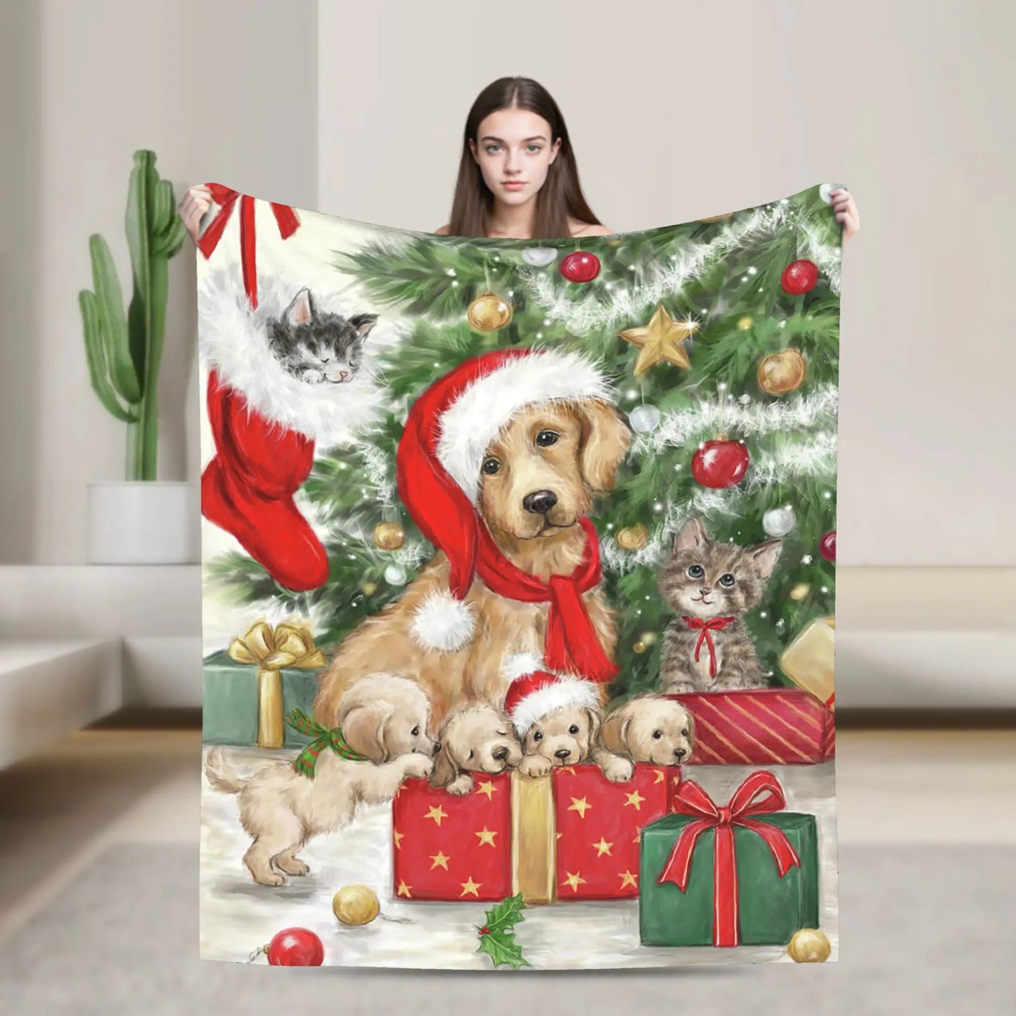 Plaid Golden Doggy Noël