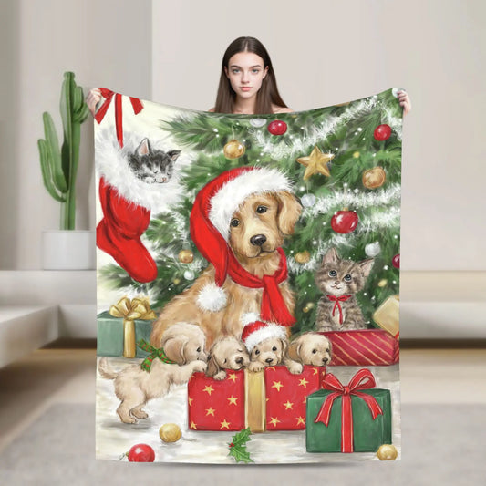 Plaid Golden Doggy Noël