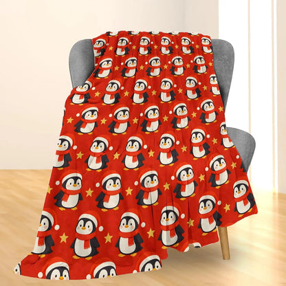 Plaid Noël Pingouin Albert Rouge
