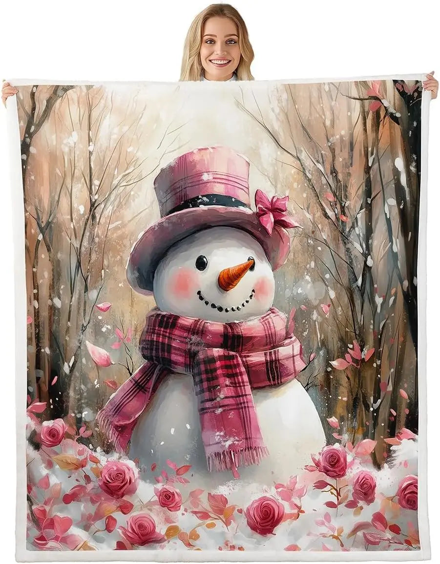Plaid Noël Bonhomme de Neige Fluffy le Doux Givré