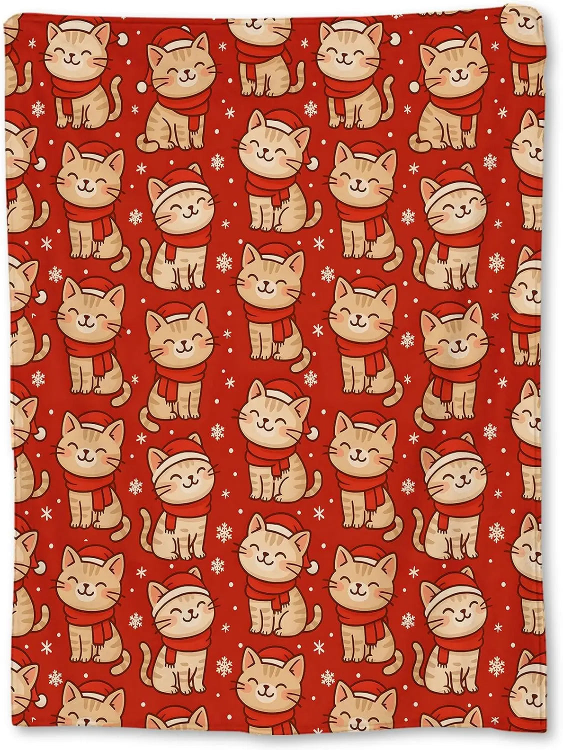 Plaid Noël Chat de Neige Rubis