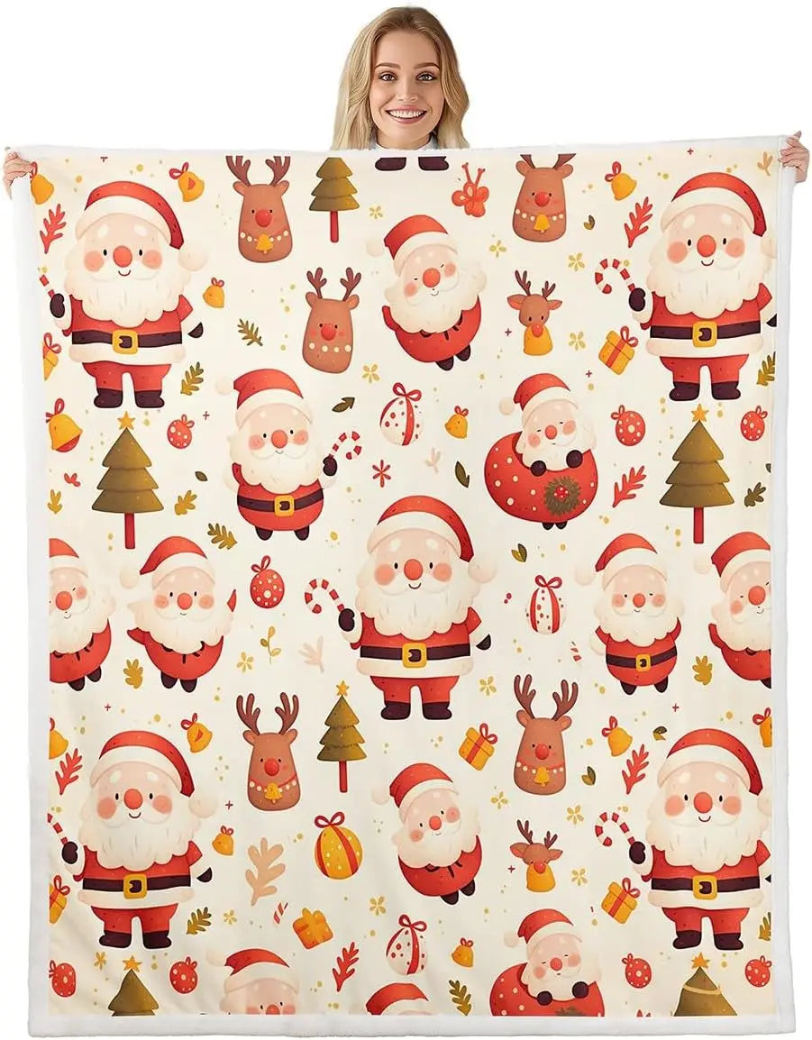 Plaid Noël Père Noël & Cerf Enchanté RudyDream