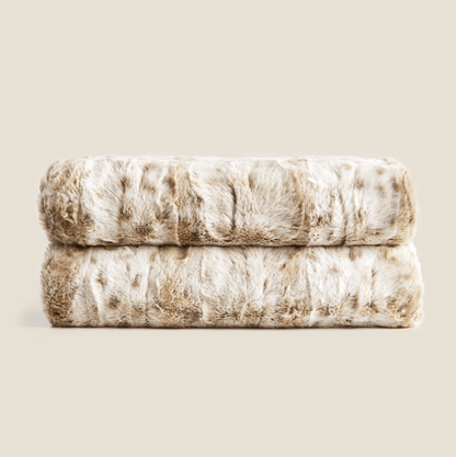 Plaid Fausse Fourrure | Félin Fauve Beige / Taille M - 130x160 cm