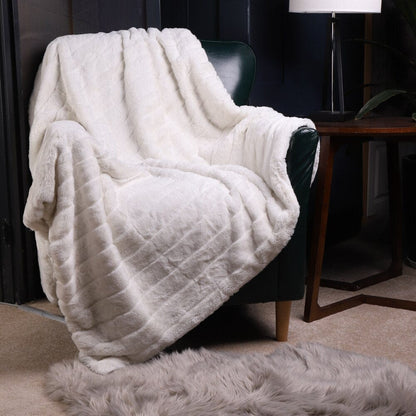 Plaid Fausse Fourrure Luxe Blanc  Blanc / 125x150 cm