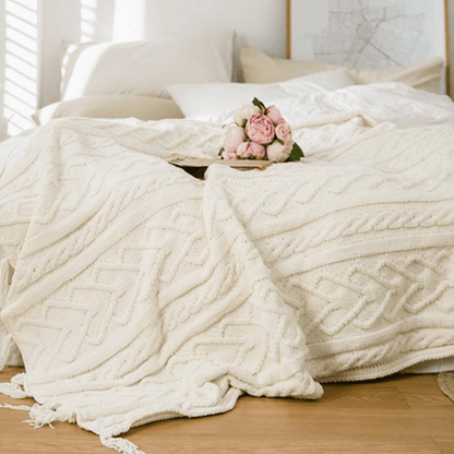 Plaid en Laine Blanc Élégant  Blanc / Taille M - 130x160 cm