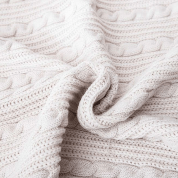 Plaid Torsadé en Laine Blanc Brillant  Blanc / Taille M - 130x160 cm