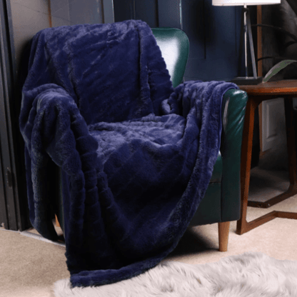 Plaid en Fausse Fourrure Chaud Bleu Marine  Bleu Marine / 125x150 cm