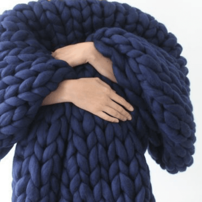 Plaid Grosse Maille Bleu Océan - Collection Mer Éclatante  Bleu Océan / 100x100 cm