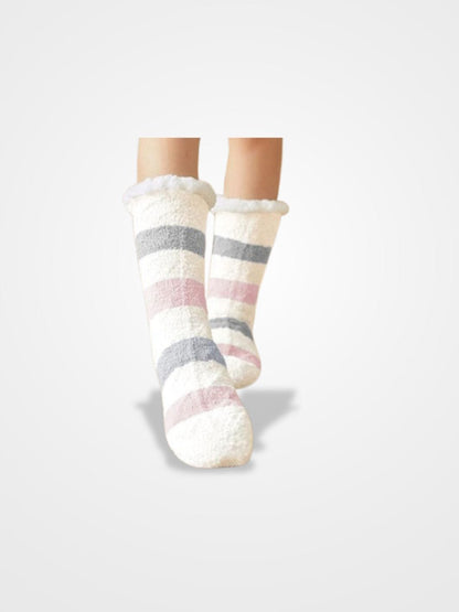 Chausson Chaussette Rayure Femme - Collection Rayures Élégantes 